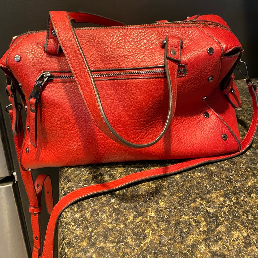 INC International Concepts Red Satchel Bag w Handles or Removable Strap